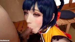 【ななこ】激カワニューハーフさんが人気ゲームのコスプレをして覆面男と肉棒を舐め合ってるよ